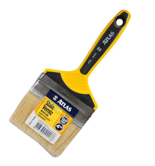 Yellow brush 419 white bristle 4" Atlas