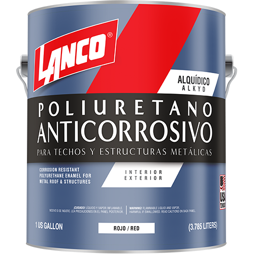 Pintura anticorrosiva poliuretano para techos y estructuras metalicas galon Lanco MM95-4 (rojo)