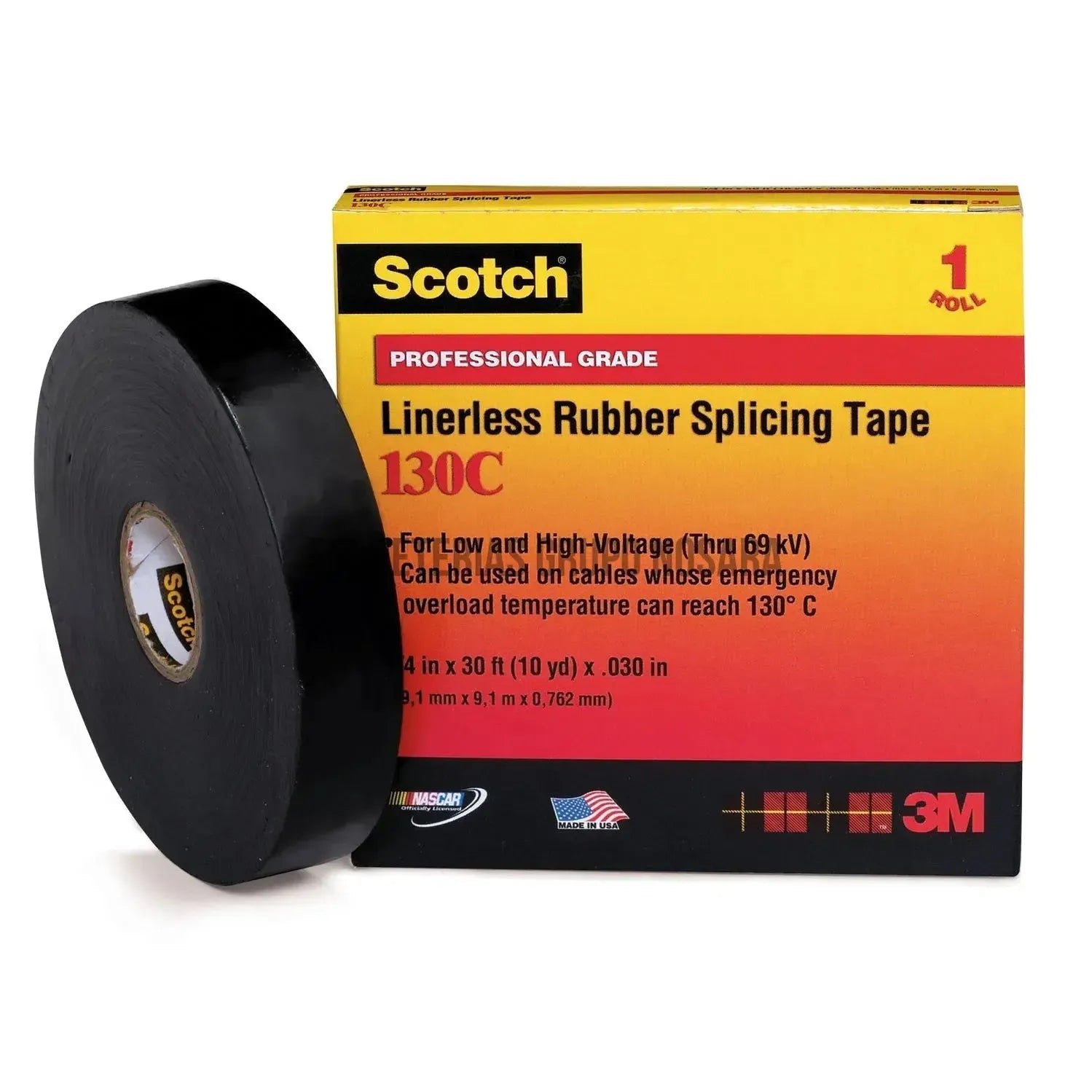 Tape vulcanizado aislante de hule 19 mm x 9.1 metros 3M #130C-106362-054007417170