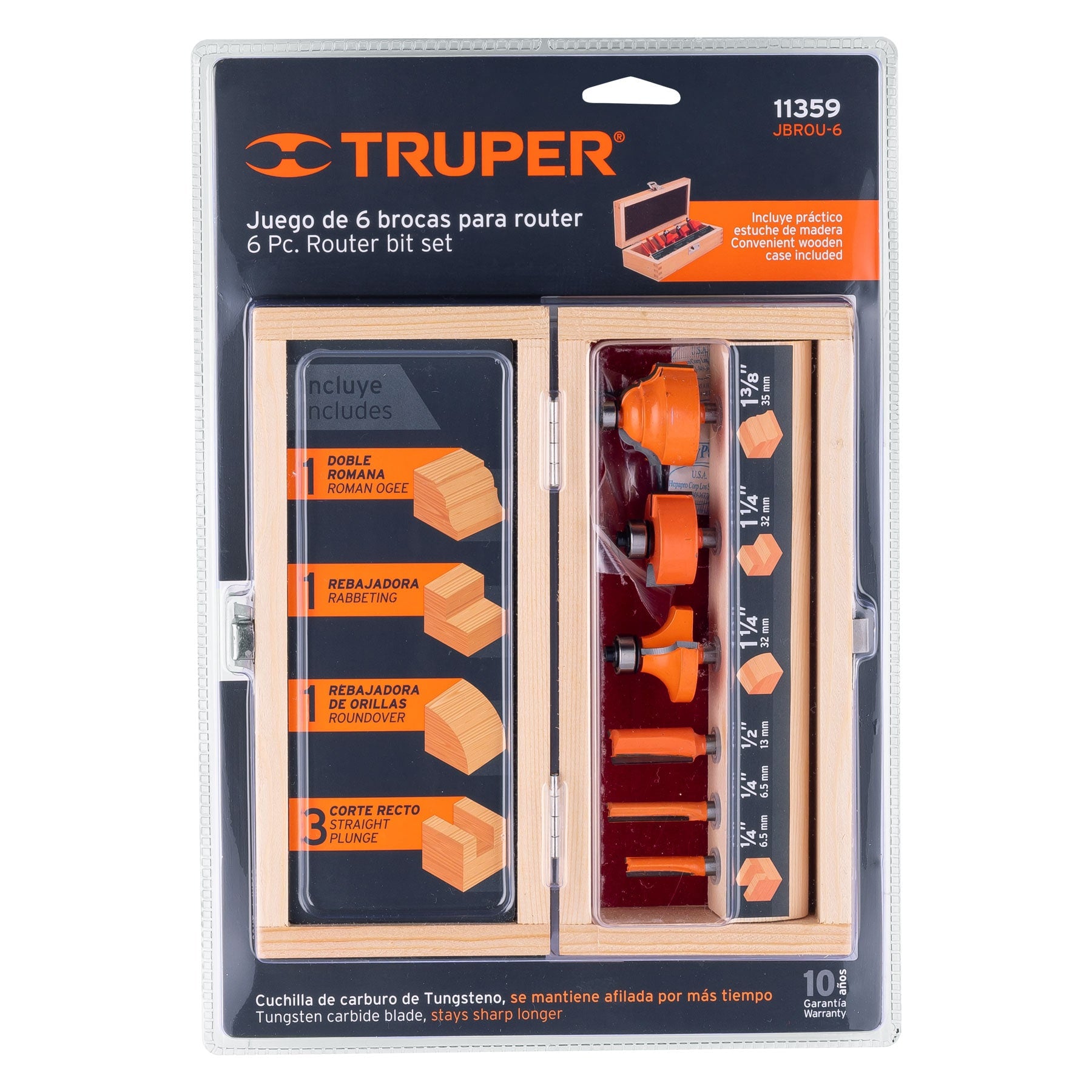 Juego de 6 brocas para router TRUPER 6PC / 11359