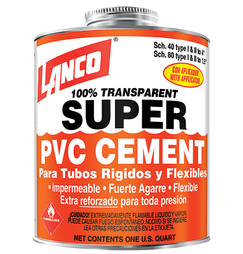 Pegamento transparente Super PVC Cement 1/16 galon Lanco SM244-7