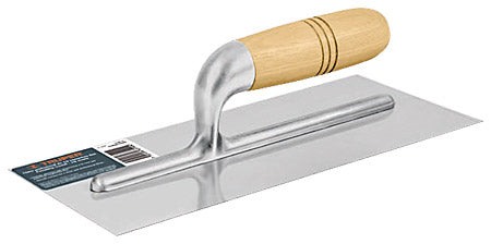 11" straight edge trowel, 10 rivets, wooden handle, Truper / 15400