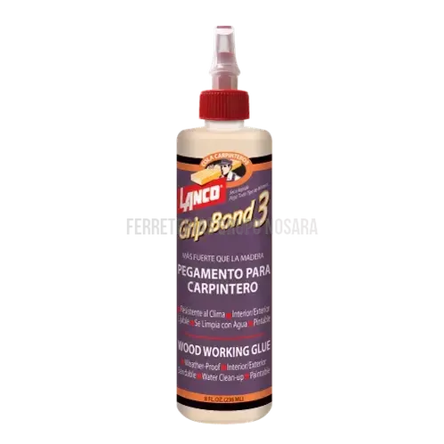 Cola para madera Grip Bond 3 amarilla 1/16 galon Lanco WA505-7-140028-718594050577