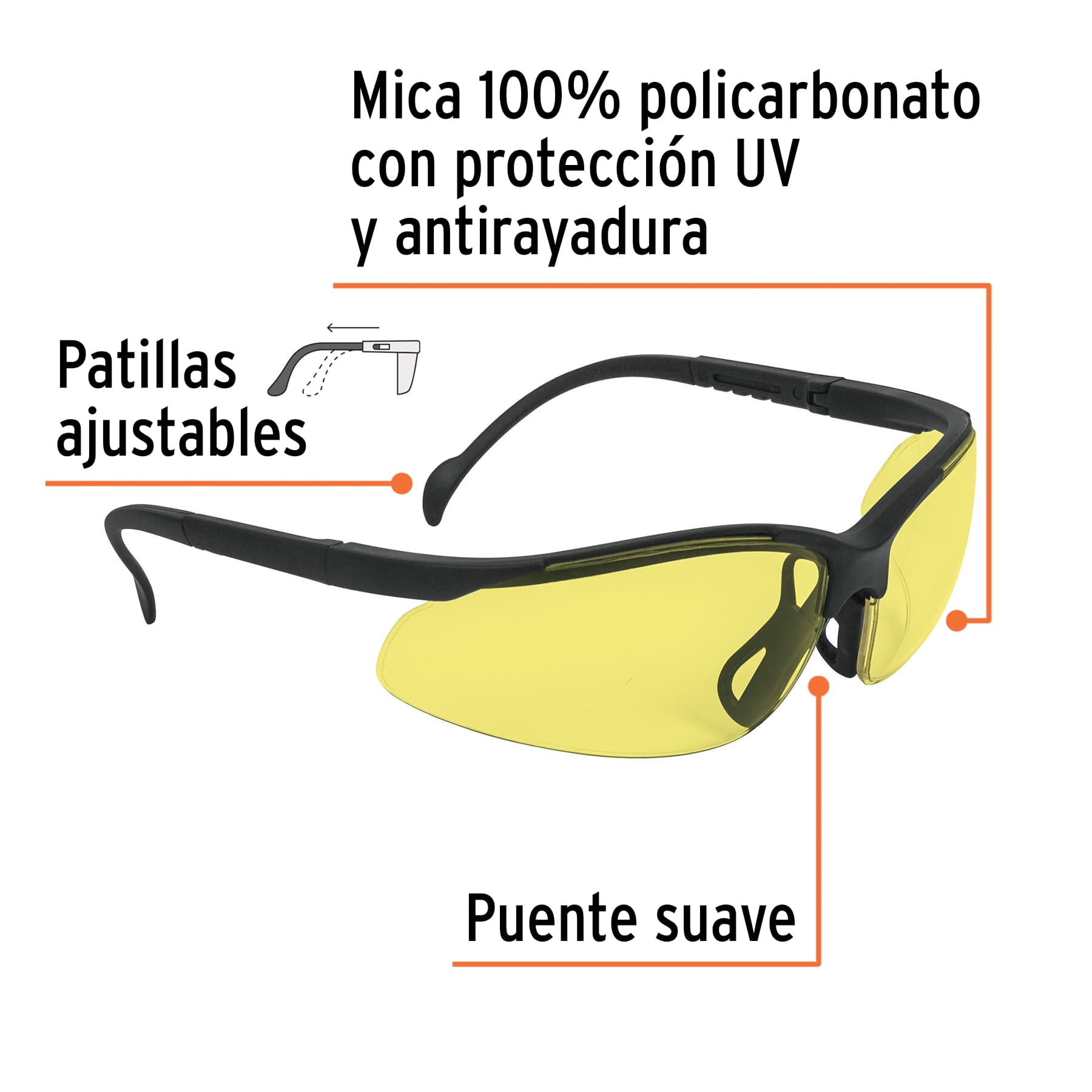 Amber safety glasses, Truper Visión / 14304