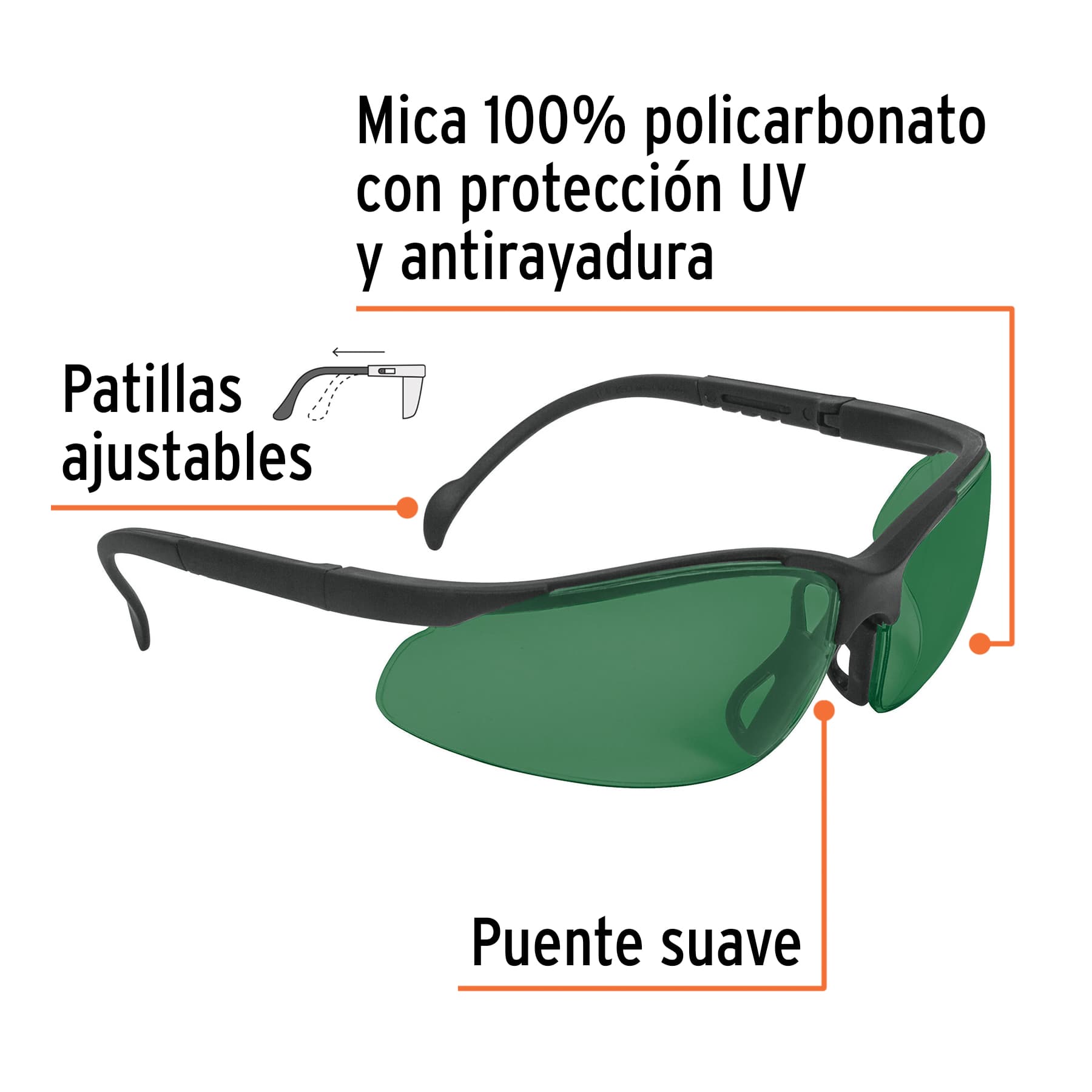 Green safety glasses, Truper Visión / 14305