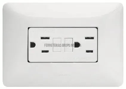 Tomacorriente doble 2P 15A 110V con falla a tierra GFCI y placa blanco Matix Bticino AM5028GFR-200353-7501400649156