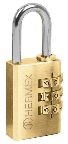 Combination padlock 28 mm brass body in blister pack / 43347