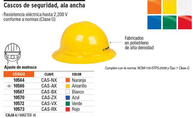 Casco de seguridad ala ancha, amarillo, Truper / 10566-