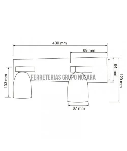 Lampara para baño de pared 2 luces G9 80W 100-240V satinado Melsi Tecnolite 6TL1102MVS-