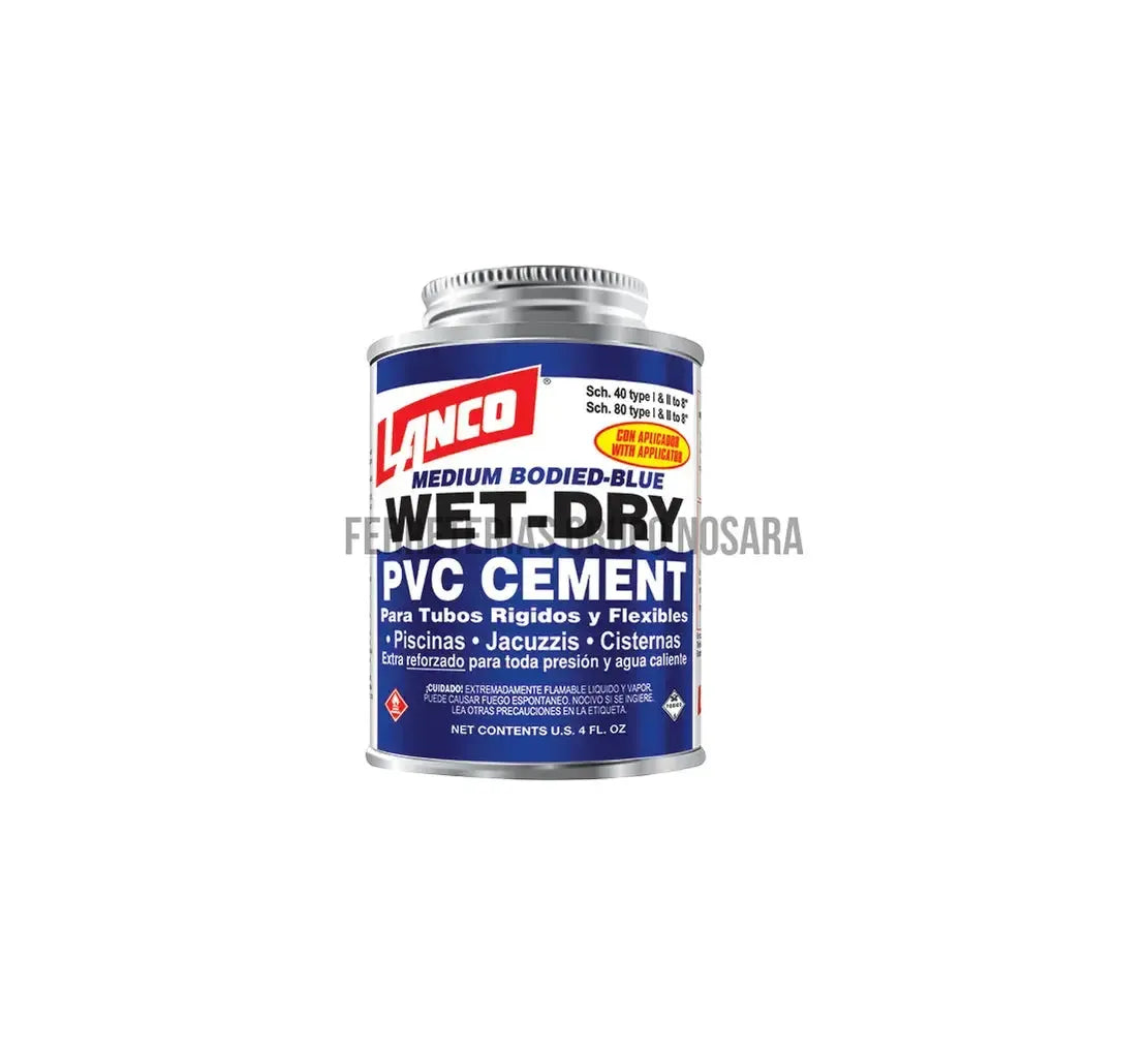 Pegamento PVC agua fria y caliente Wet-Dry azul 1/32 galon Lanco SM248-8-400037-718594024882