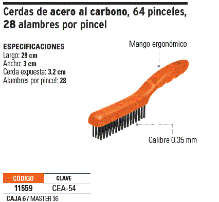 Wire brush 64 carbon steel brushes, Truper / 11559