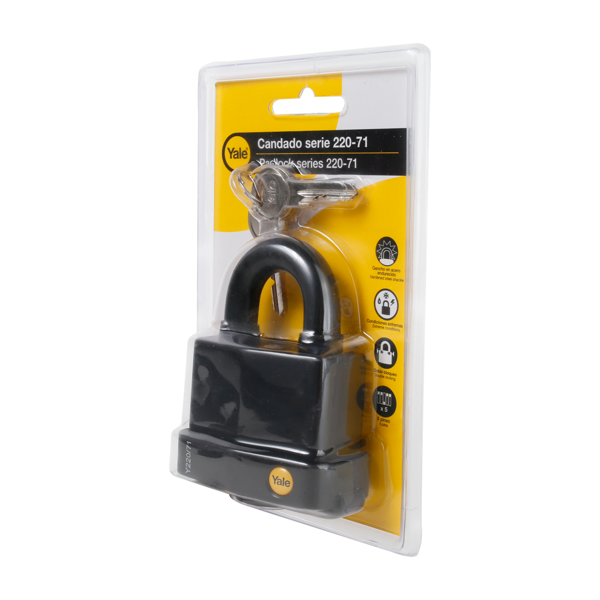 YALE BLACK EXTERIOR PADLOCK 71MM 22-070 / (Y220/71/130)