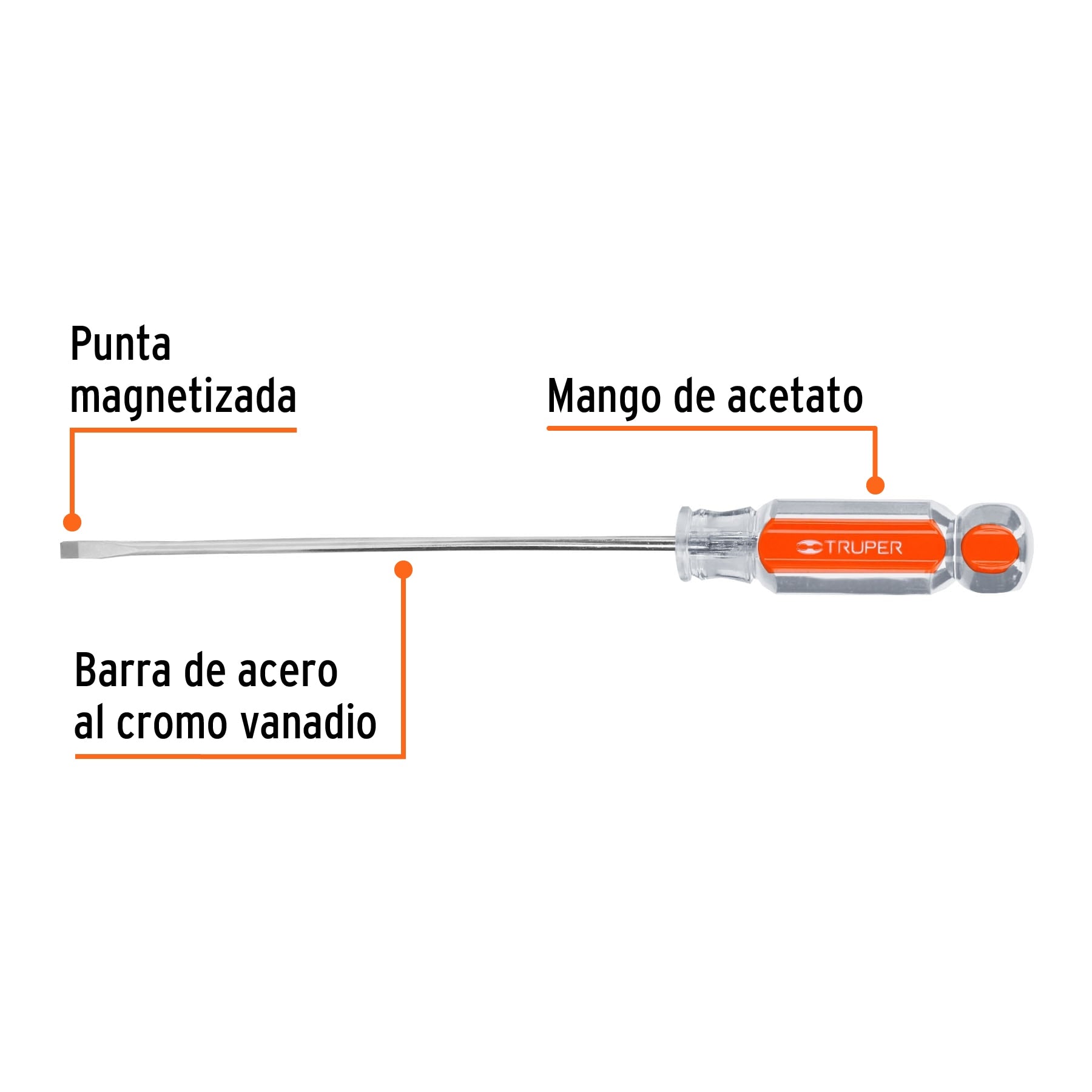 Cabinet screwdriver 1/8" x 5" acetate handle, Truper / 14020