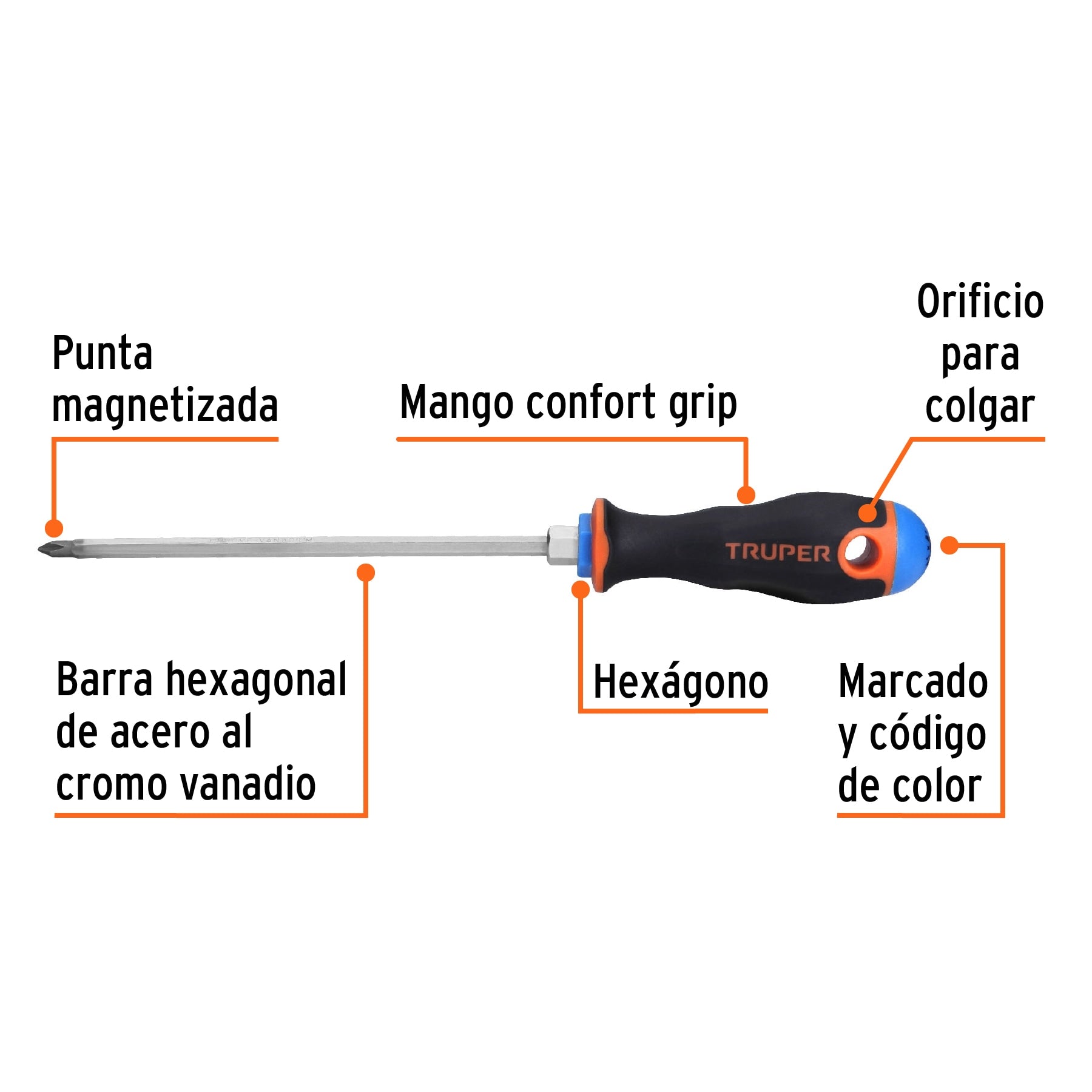 Phillips Screwdriver 3/16" x 6" Comfort Grip Handle, Truper / 14067