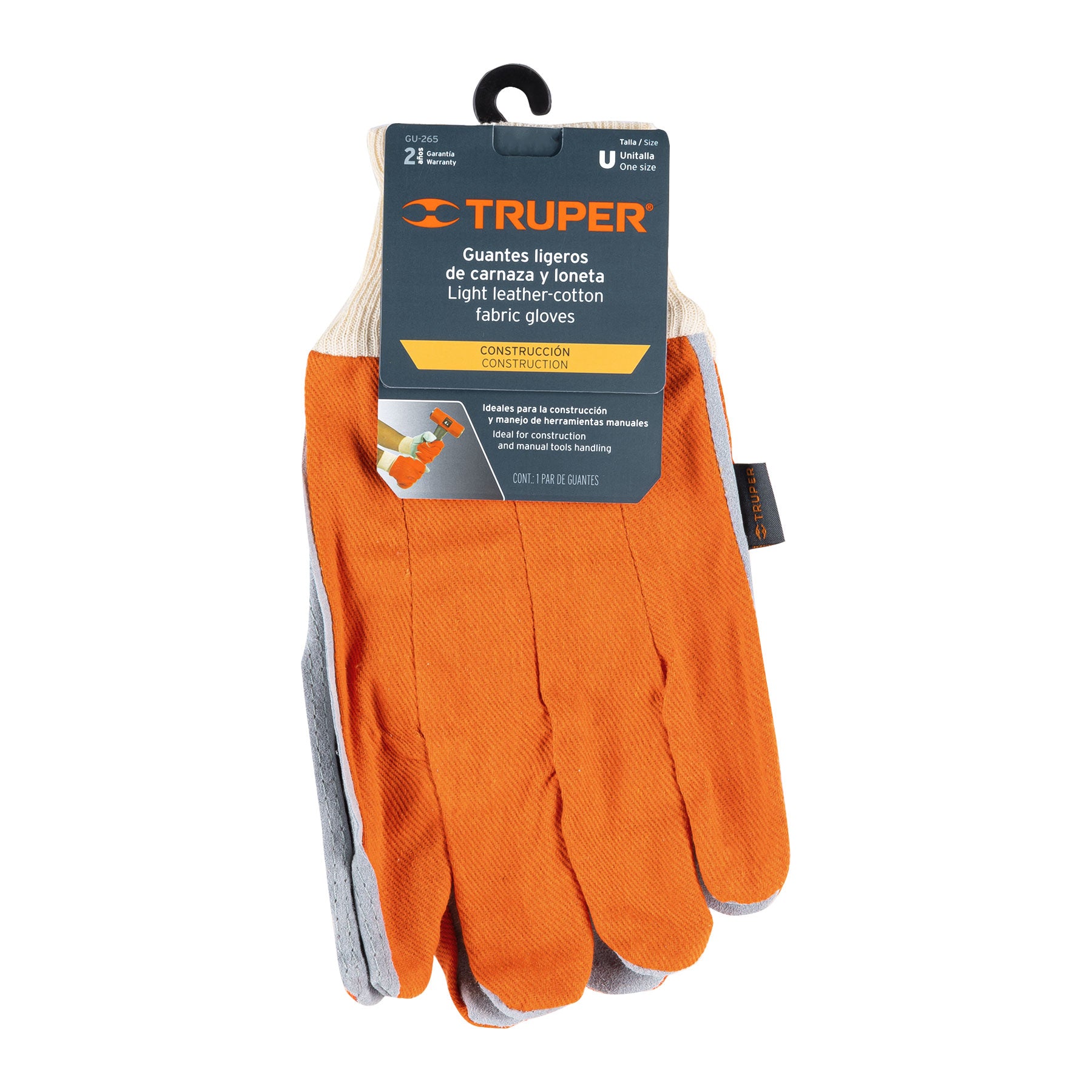 Leather and canvas gloves, light use, Truper / 14244