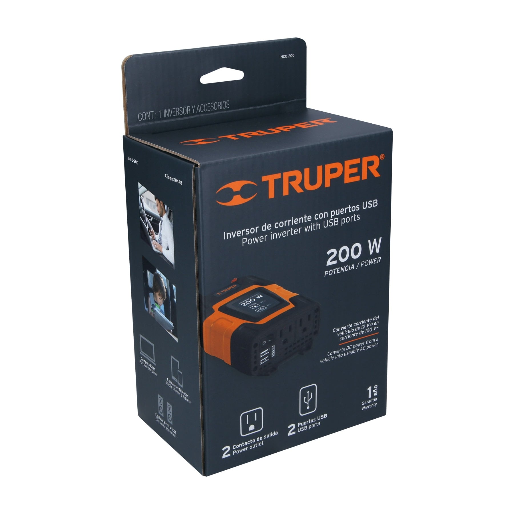 Power inverter 200 W, Truper / 10448