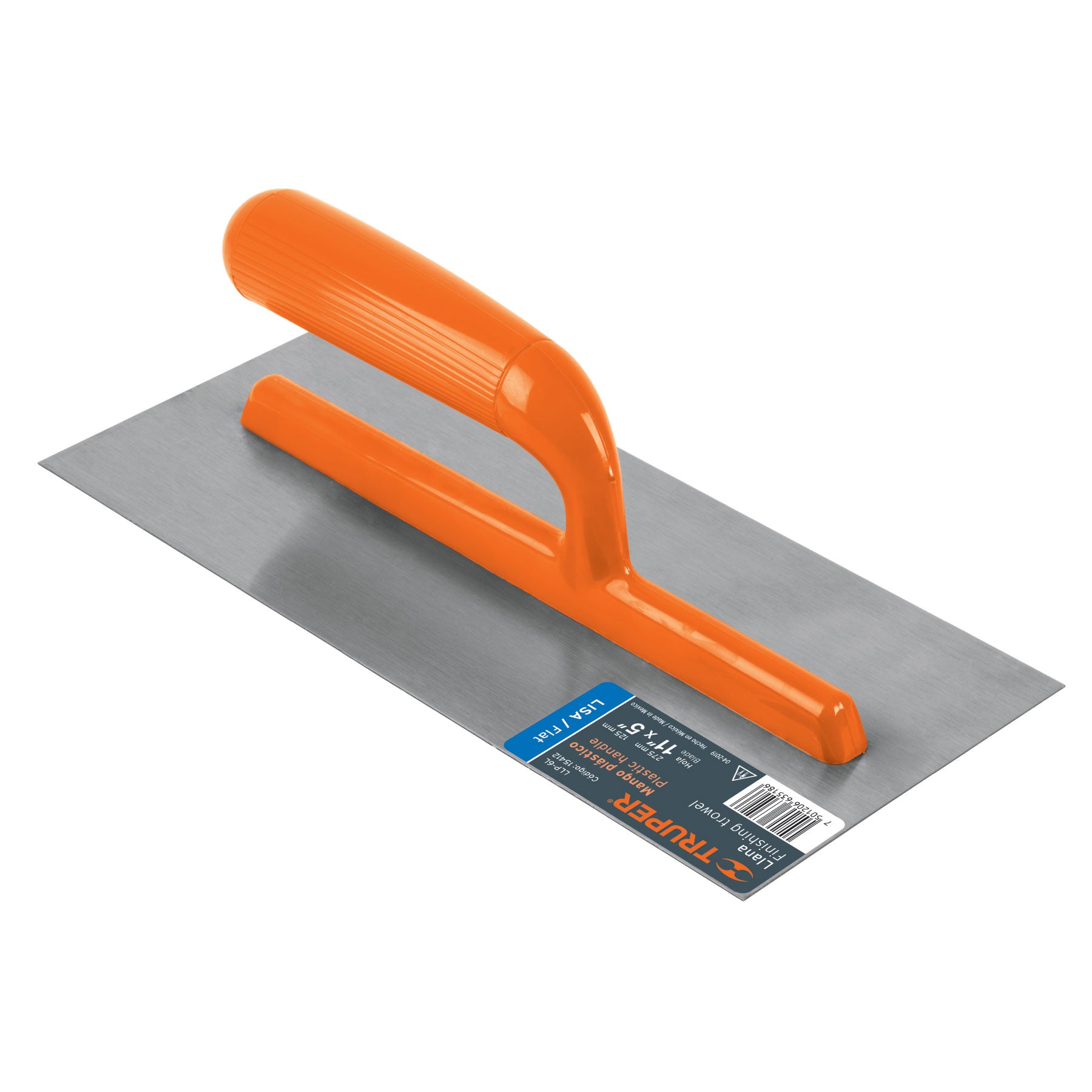 11" straight edge trowel, 6 rivets, plastic handle, Truper / 15412