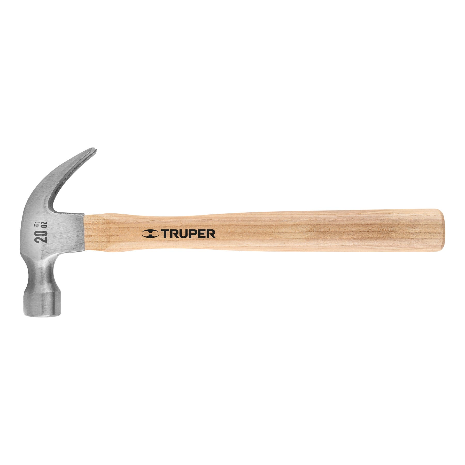 Polished hammer 20 oz curved nail, wooden handle, Truper / 16753