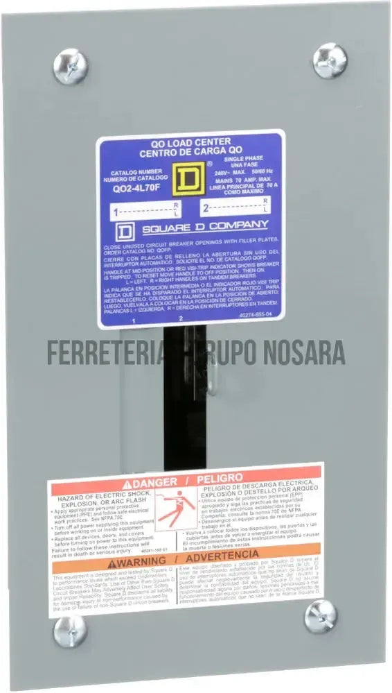 Centro de carga de empotrar 2-4 circuitos 70A 120/240V UL Square D QO24L70F-MN006387-785901785125