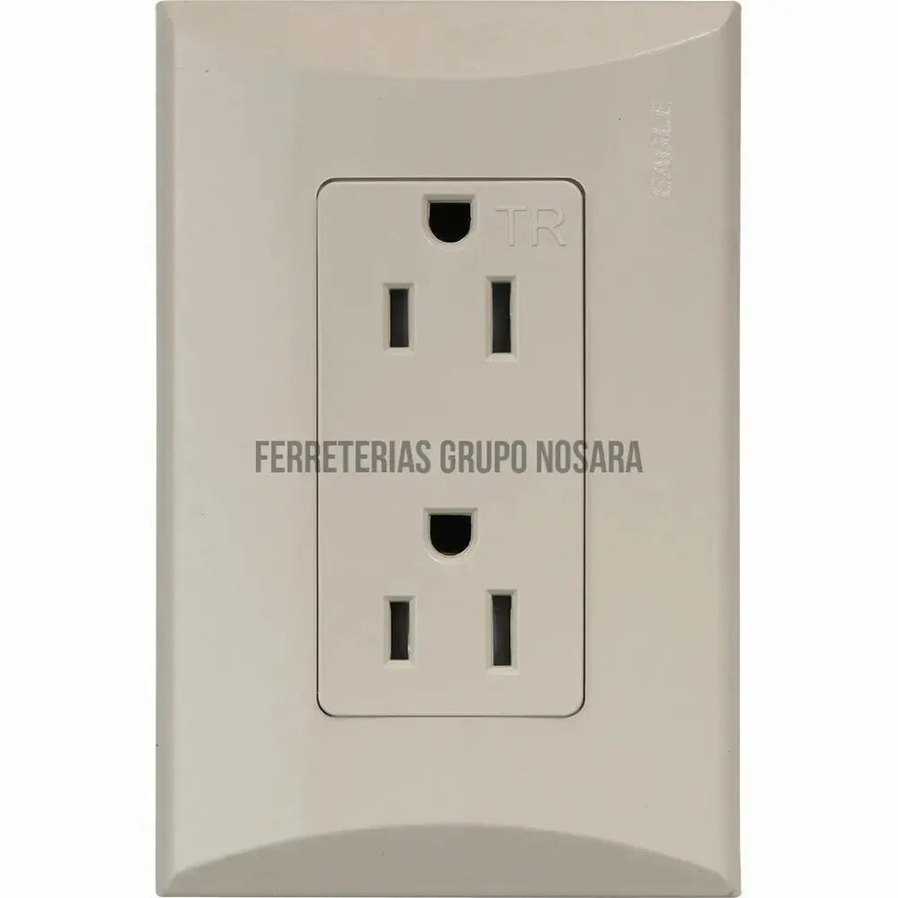 Tomacorriente doble 15A 110V polarizado tamper resistant marfil Plata Eagle 1009-AV-MN012130-7441109009526