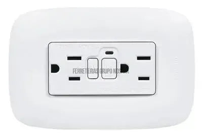 Tomacorriente doble 2P 15A con falla a tierra GFCI blanco Domino Sencia Bticino AP1228GF-MN200492-7702089161964
