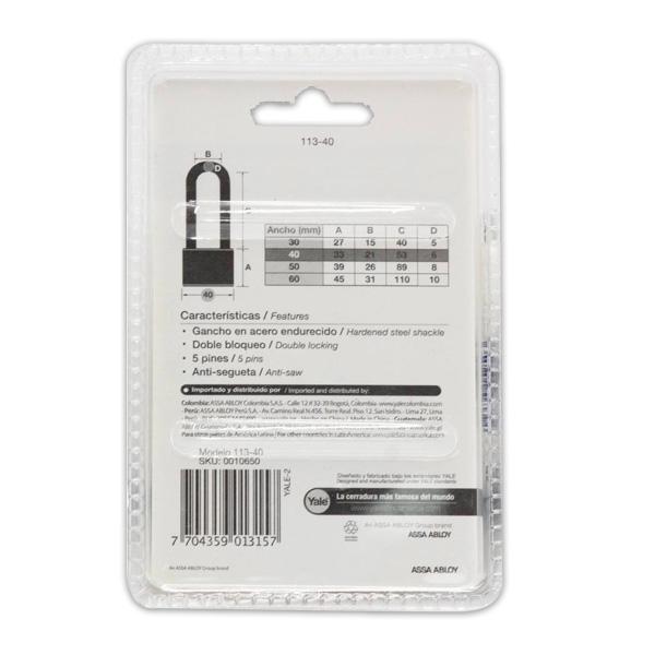 YALE PADLOCK 113-40 LONG SPONGE