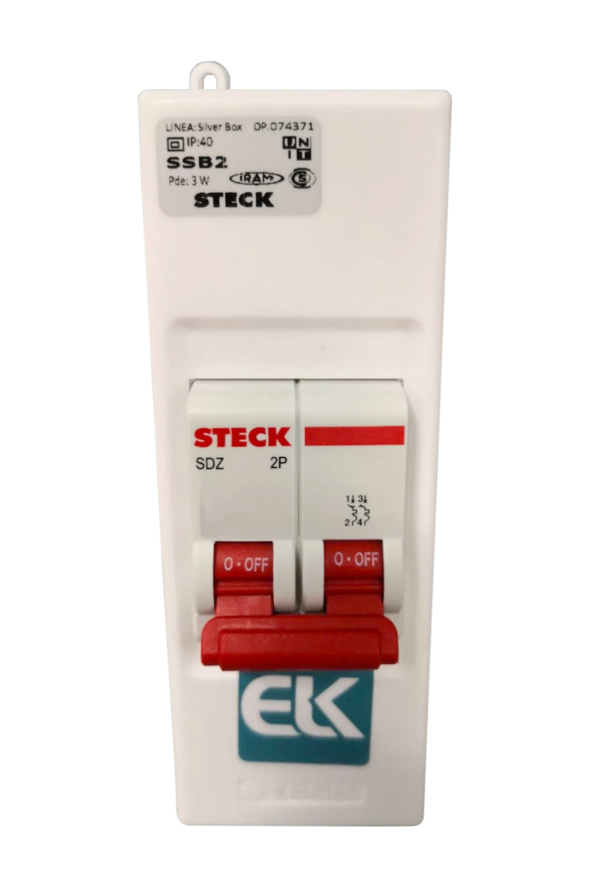 Breaker 2 polos 63A con caja para interior de parche